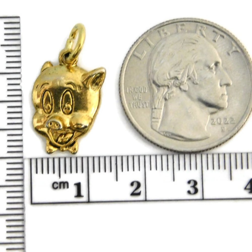 Porky Pig Pendant Charm 14k Yellow Gold - Picture 3 of 3